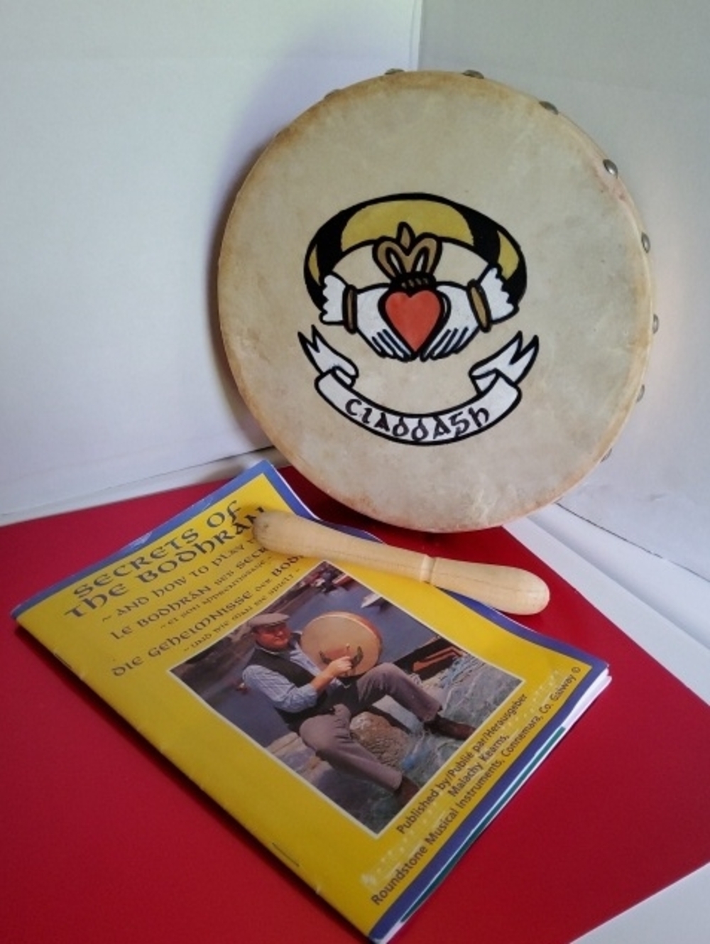 8" Ireland Bodhran Drum/book And Tipper.